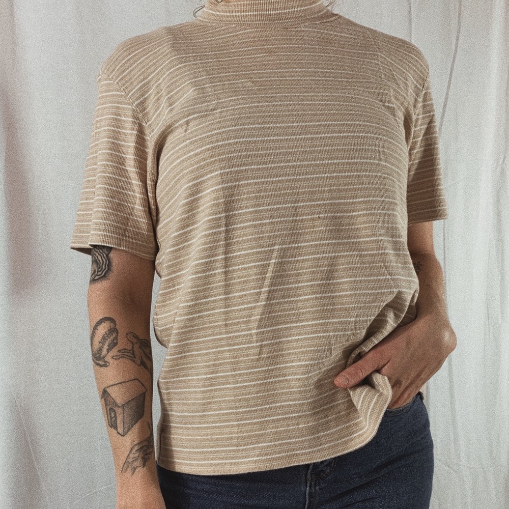 Brown Mock Neck Tee